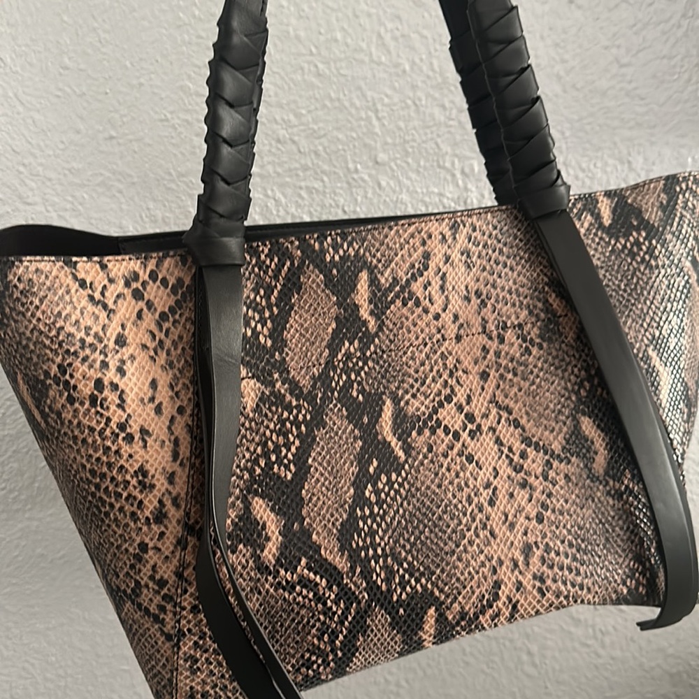 NEW ALLSAINTS Keli Snake Embossed Leather Tote - Picture 6 of 8